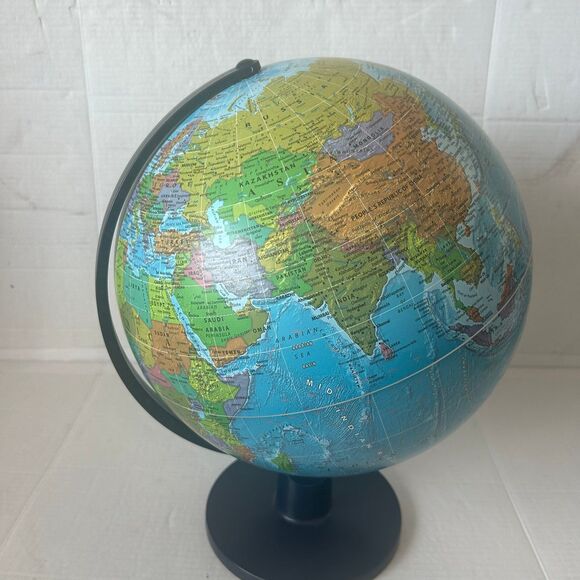Vintage Desktop World Globe with Stand – 12” Rotating Educational Earth Map - Picture 3 of 4
